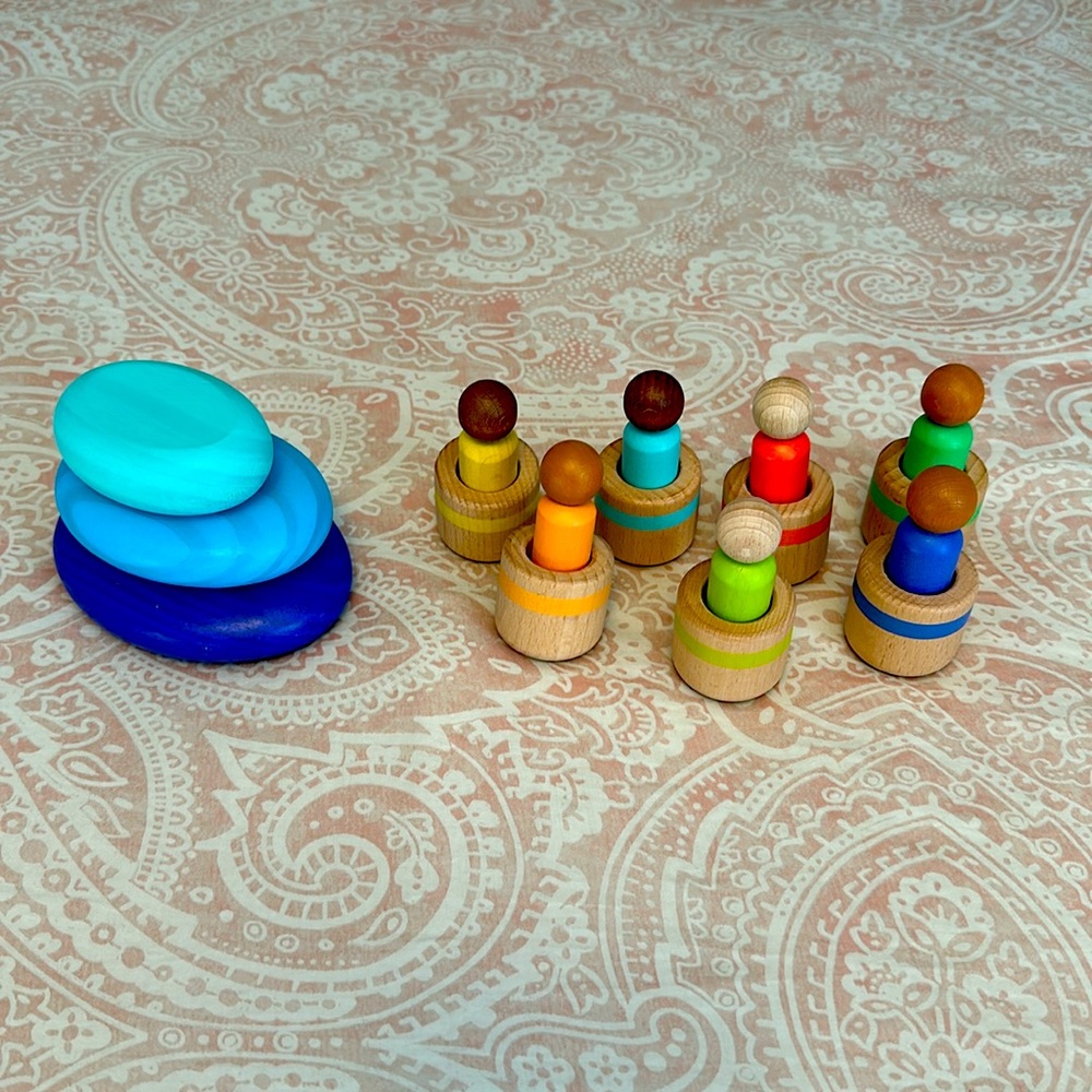 Lovevery rock stacker and post and peg people